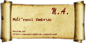 Ménesi Ambrus névjegykártya